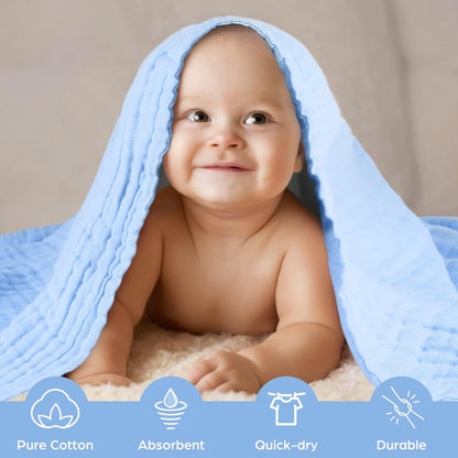 Baby Muslin Bath Towels, Super Soft Cotton Receiving Blanket for Baby'S Delicate Skin,2Pack 41.3 X41.3 Inches Swaddle Blanket for Newborns Toddlers Boy Girl,Baby Registry as Shower