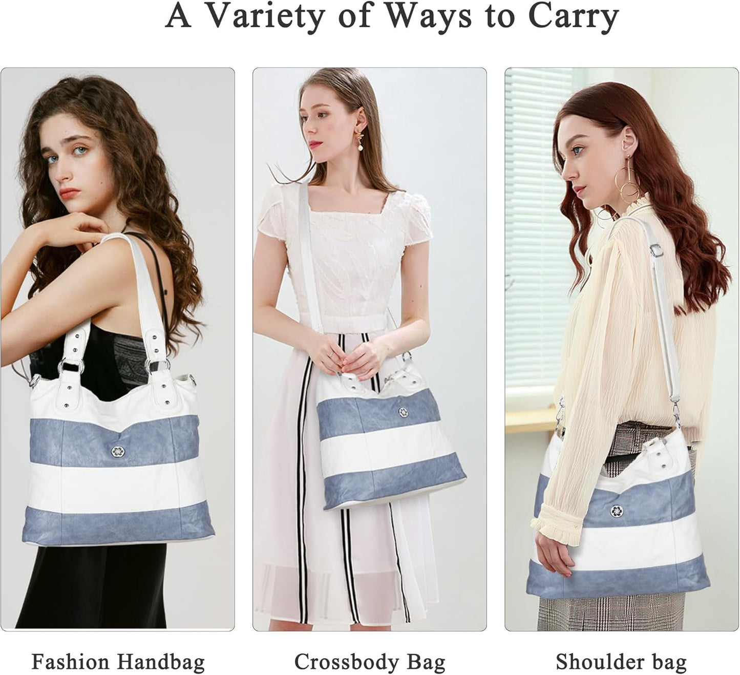 Hobo Purses for Women Multi-Color Striped Lattice Cross Body Shoulder Purse Bag Tote Handbag
