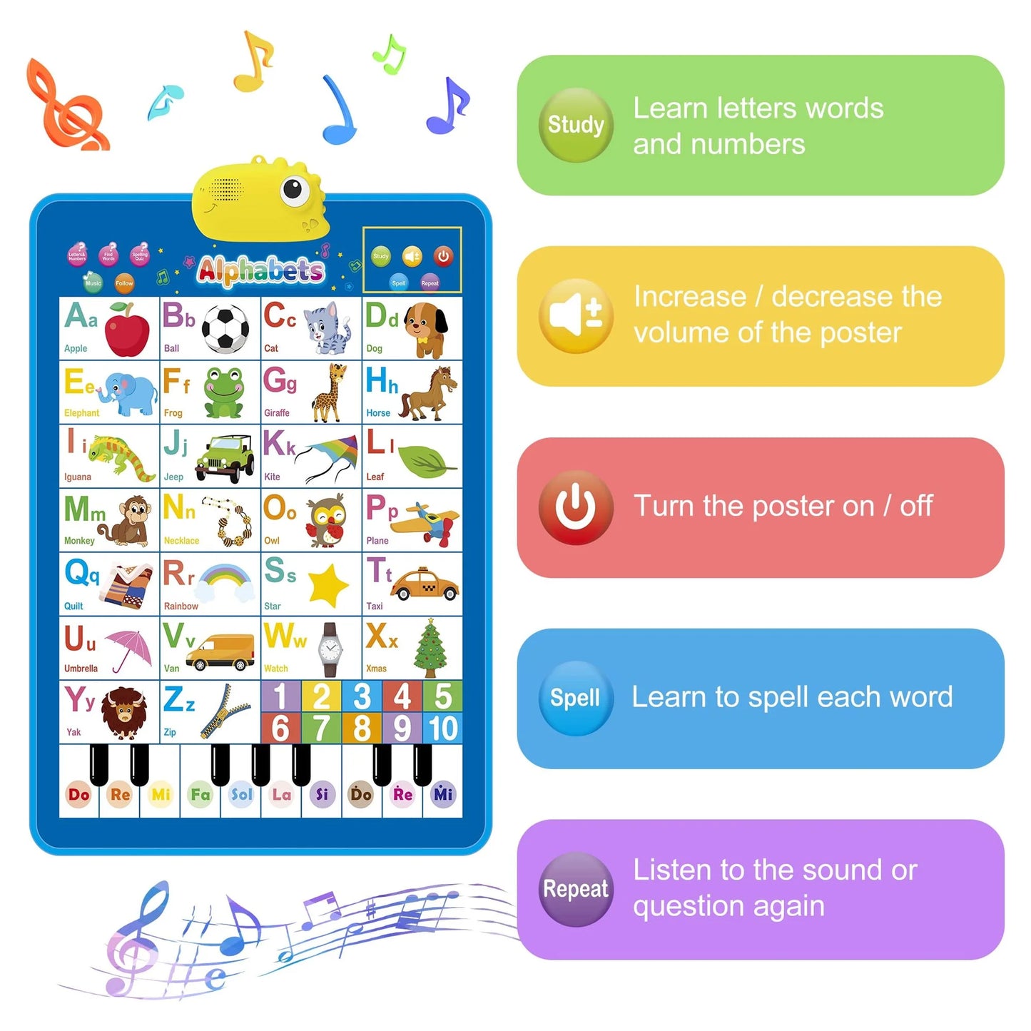 Dinosaur Electronic Learning Chart, Interactive Preschool Toy